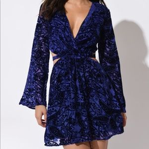 Brand New Tobi Blue Velvet Short Dress!
